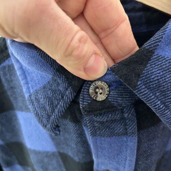 Field & Stream Blue Black Buffalo Check Plaid Flannel - Picture 4 of 4